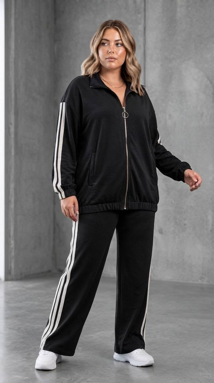Дамски спортен комплект в черно  PLUS SIZE | eGiGi