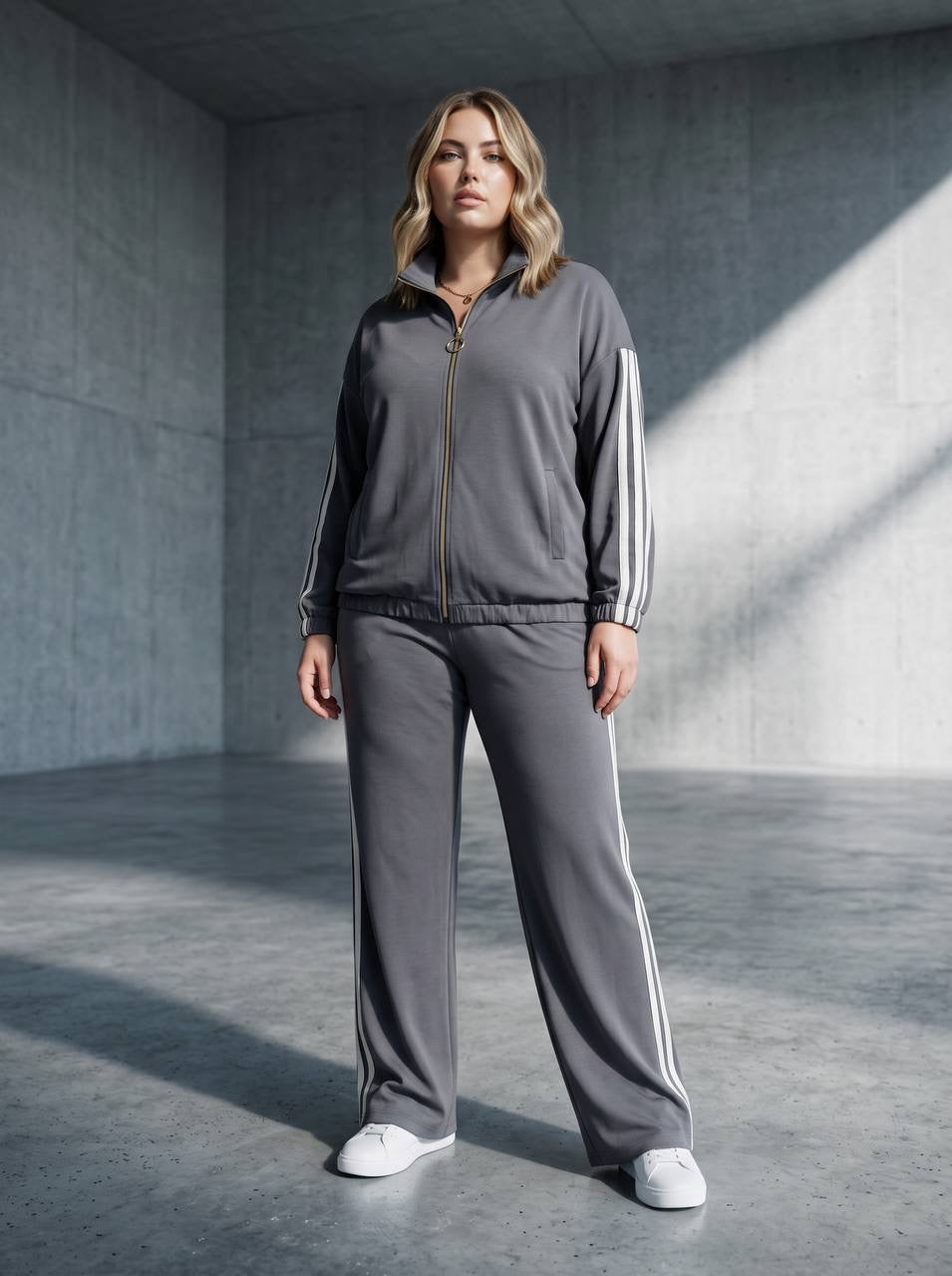 Дамски спортен комплект в графит PLUS SIZE | eGiGi