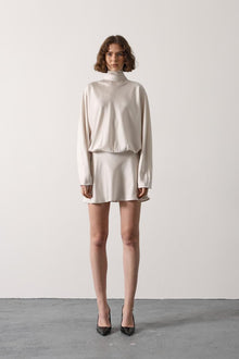 Дамска сатенена мини рокля "Swan - shaped dress "
