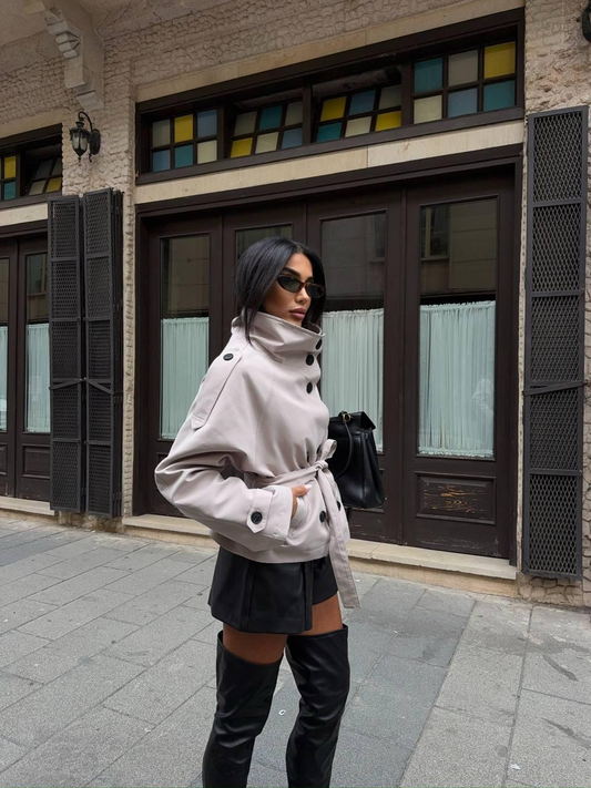 Дамски къс тренч с колан