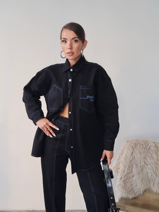 Дамски комплект от две части- дълга риза и панталон