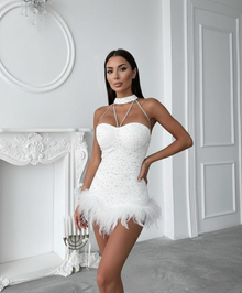 Дамска празнична рокля „Glam Feather“