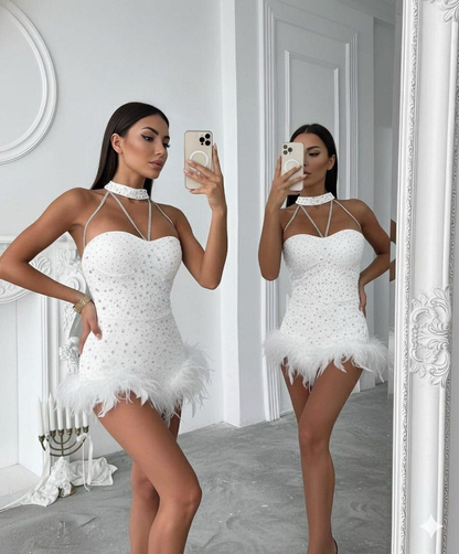 Дамска празнична рокля „Glam Feather“
