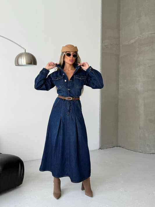 Дамска дълга дънкова рокля „Denim Grace“